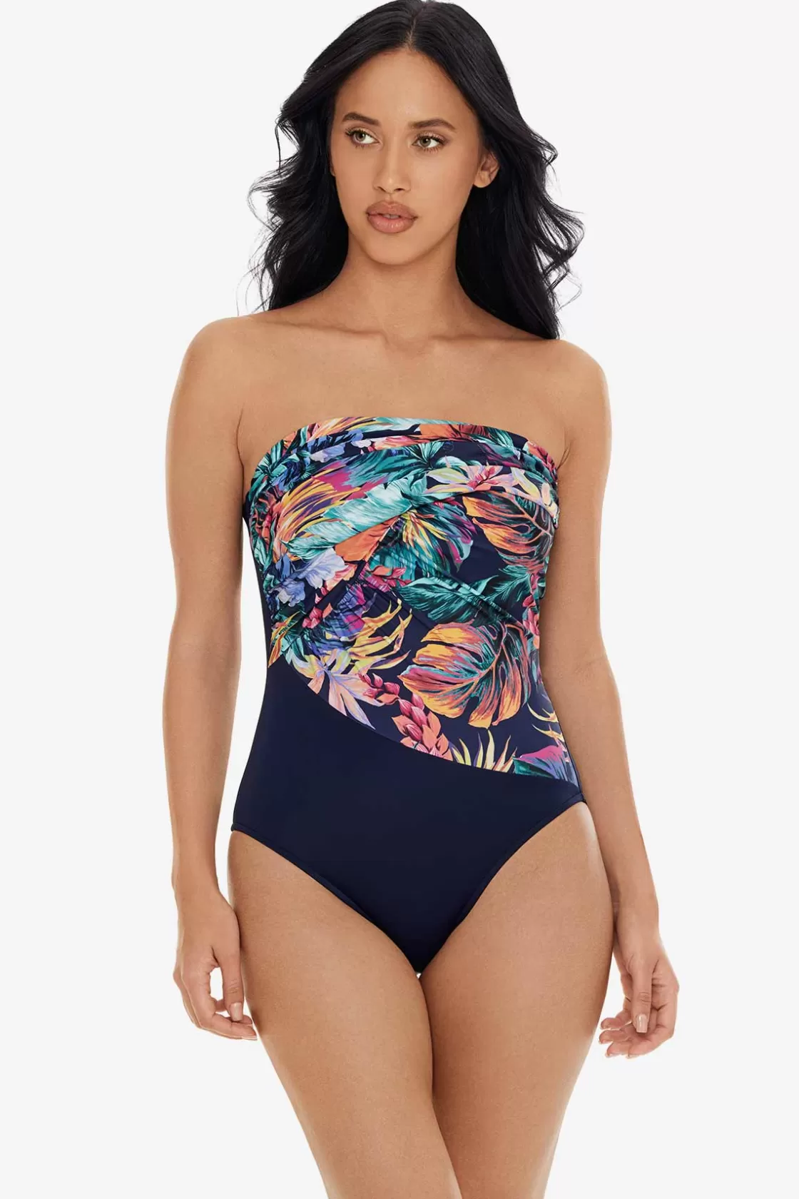 Miraclesuit Tankini Tops^Belize Goddess One Piece Swimsuit Navy/Multi