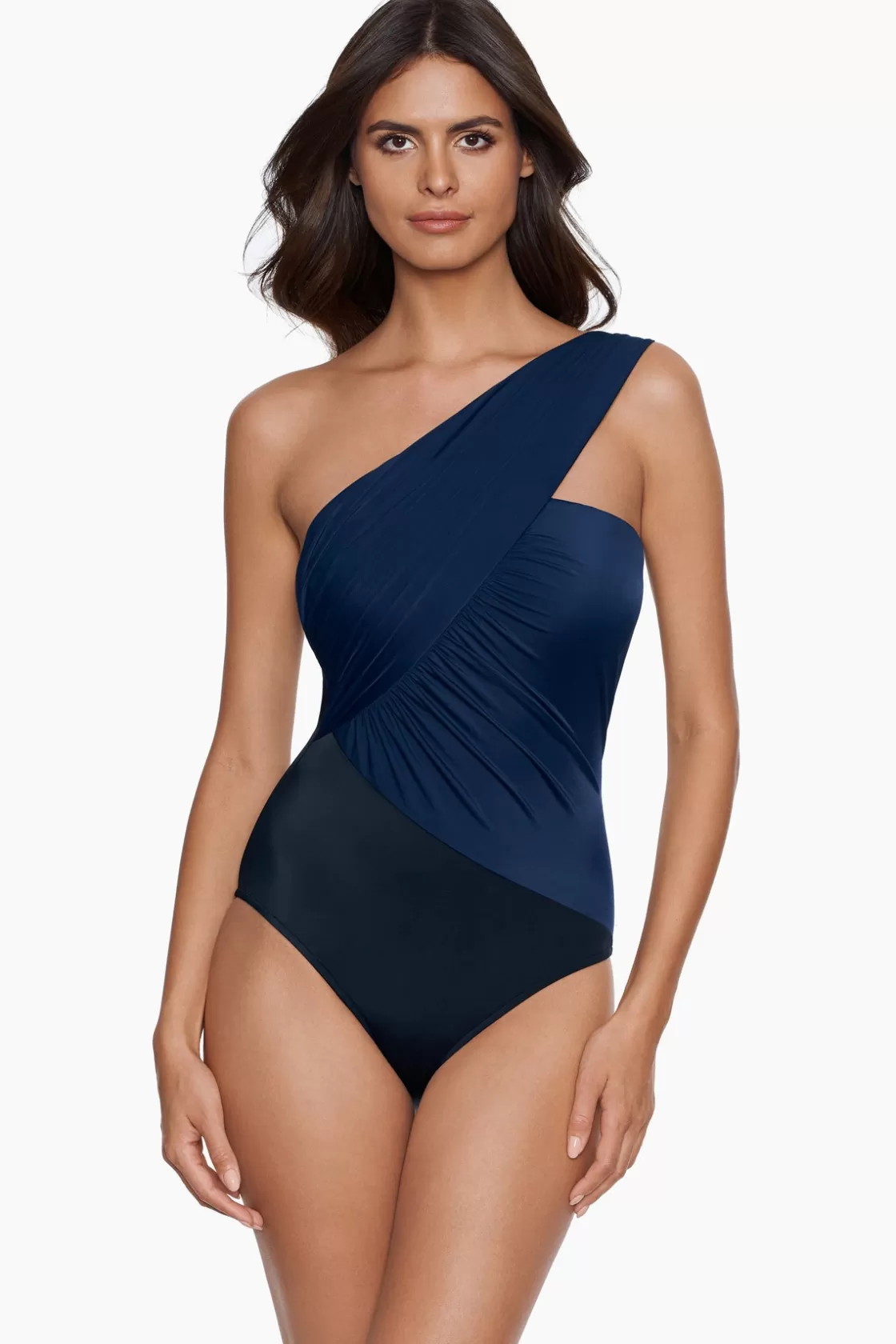 Miraclesuit Tankini Tops^Colorblock Goddess One Piece Swimsuit Navy