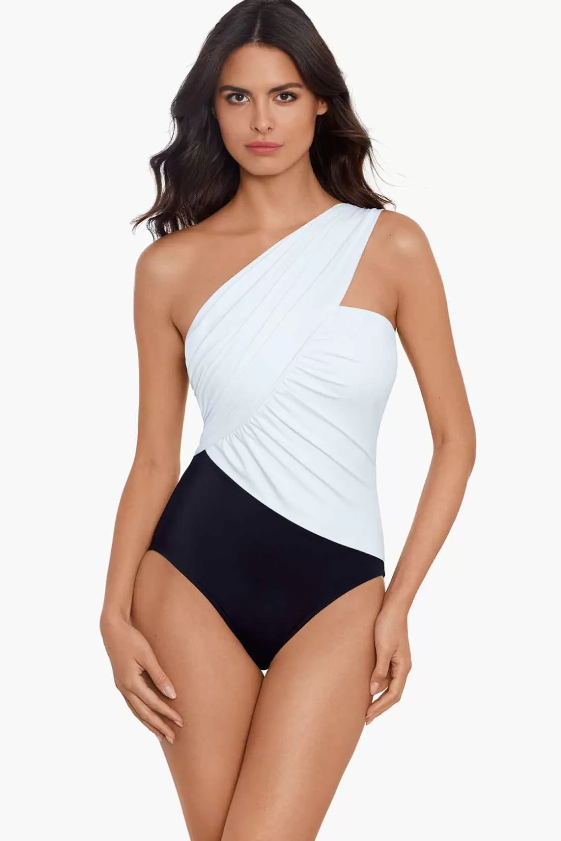 Miraclesuit Tankini Tops^Colorblock Goddess One Piece Swimsuit Navy