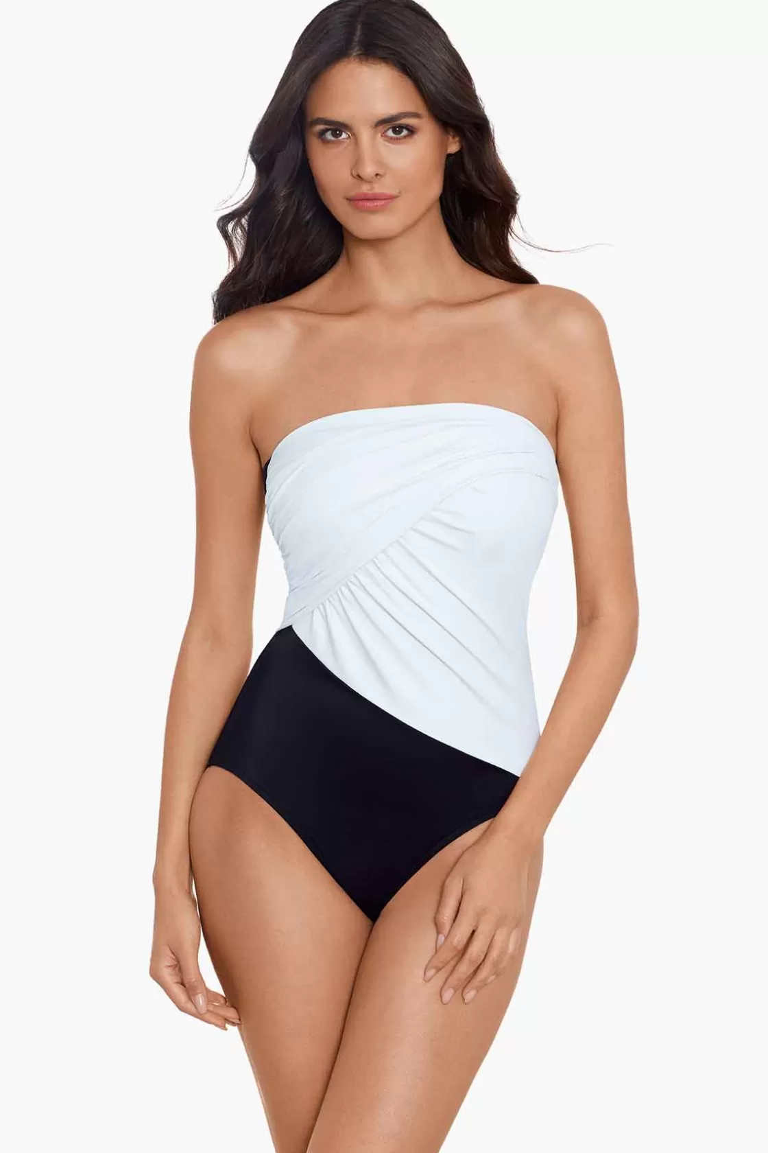 Miraclesuit Tankini Tops^Colorblock Goddess One Piece Swimsuit Navy