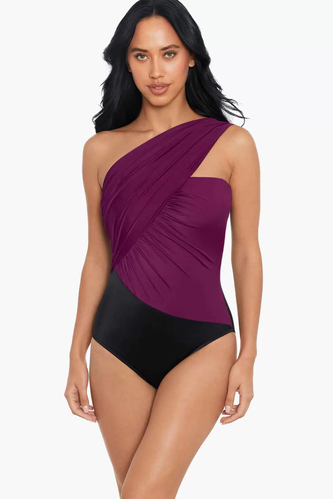 Miraclesuit Tankini Tops^Colorblock Goddess One Piece Swimsuit Navy