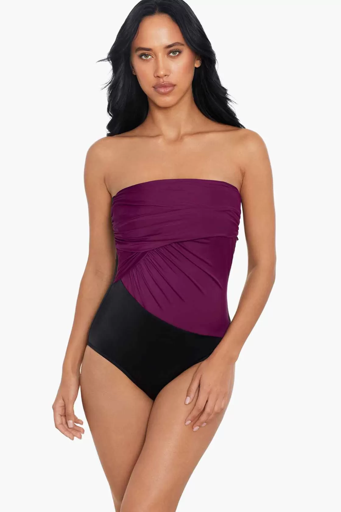 Miraclesuit Tankini Tops^Colorblock Goddess One Piece Swimsuit Navy