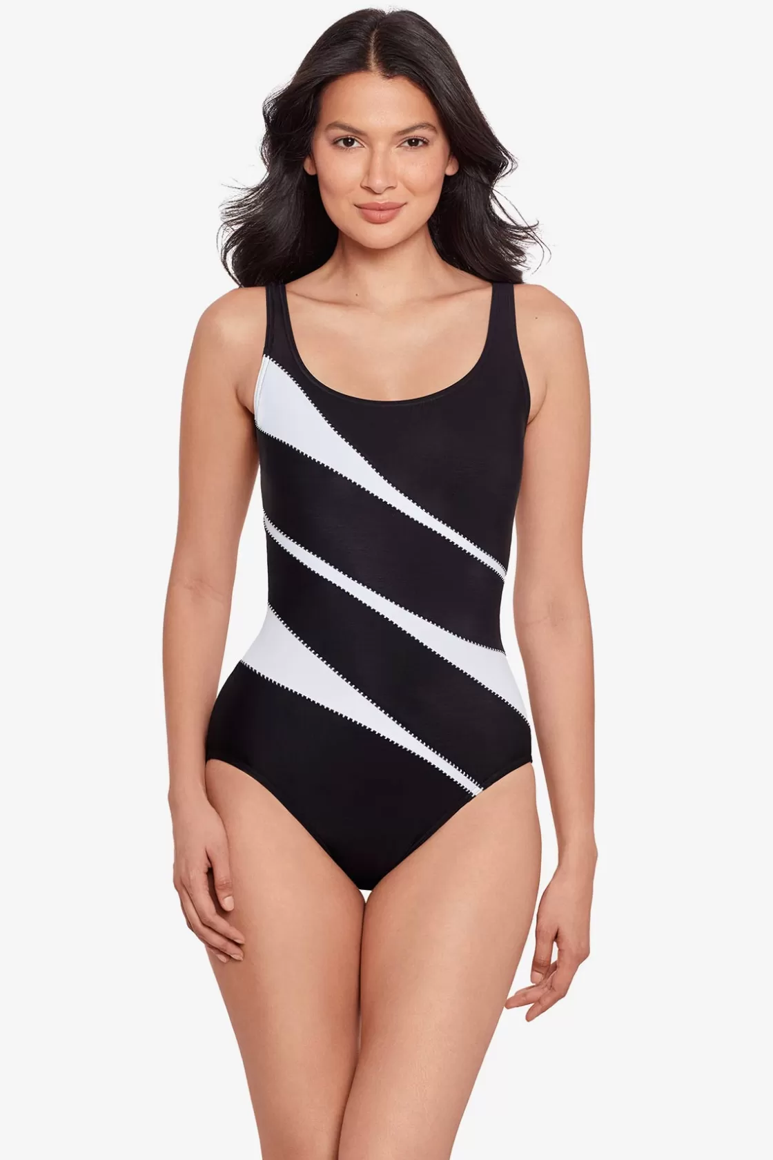 Miraclesuit One Piece^Colorblock Helix One Piece Swimsuit DDD-Cup Black/White