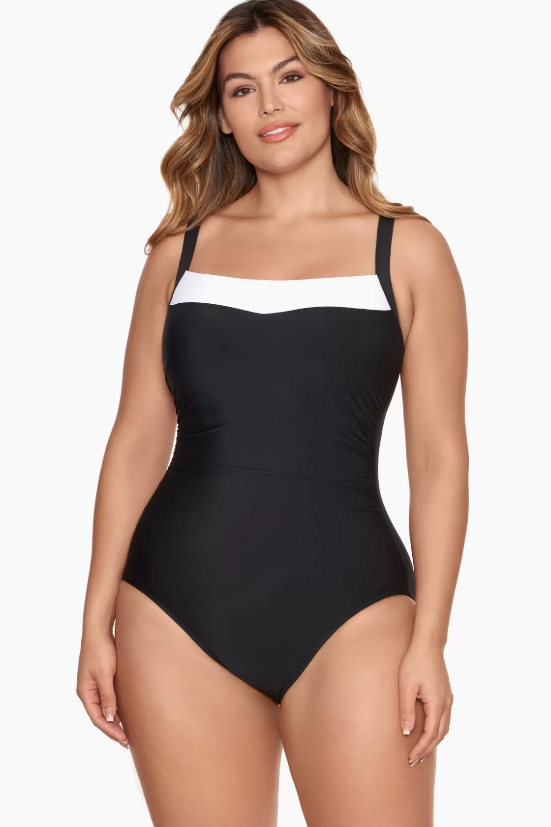 Miraclesuit One Piece^Colorblock Kara One Piece Swimsuit DD-Cup Black/White