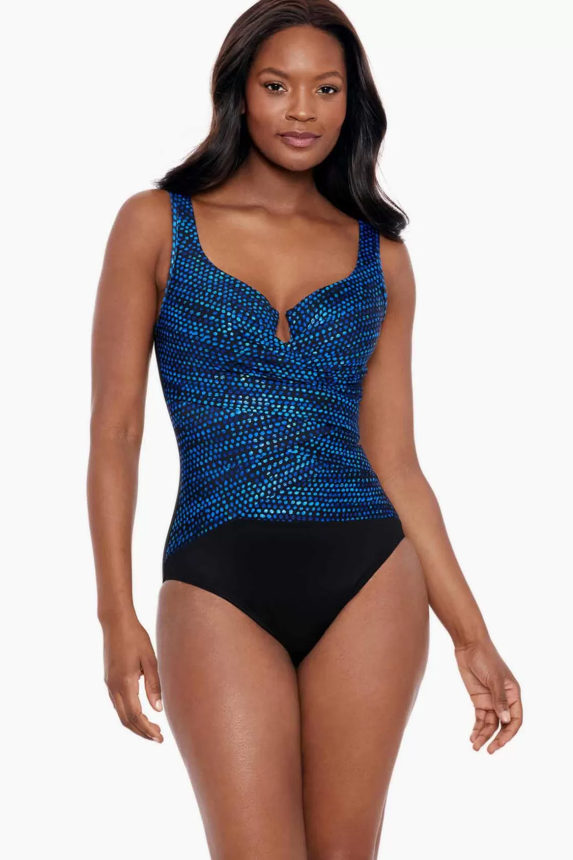 Miraclesuit One Piece^Dot Com Layered Escape One Piece Swimsuit Blue/Multi