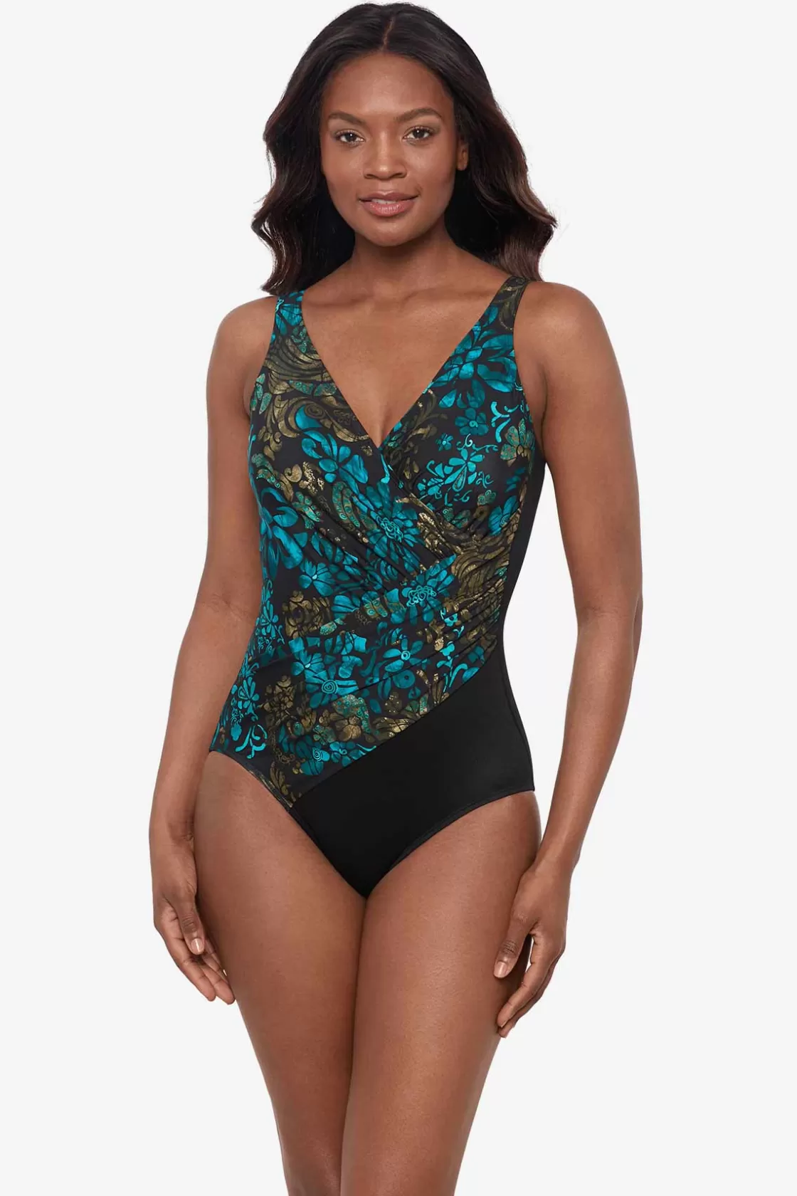 Miraclesuit One Piece^Flor De Mare Oceanus One Piece Swimsuit DD-Cup Black/Multi