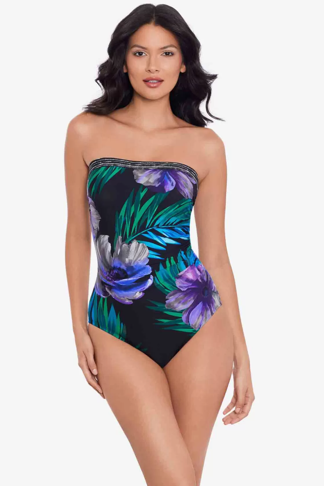 Miraclesuit Tankini Tops^Flora Aura Avanti One Piece Swimsuit Black/Multi