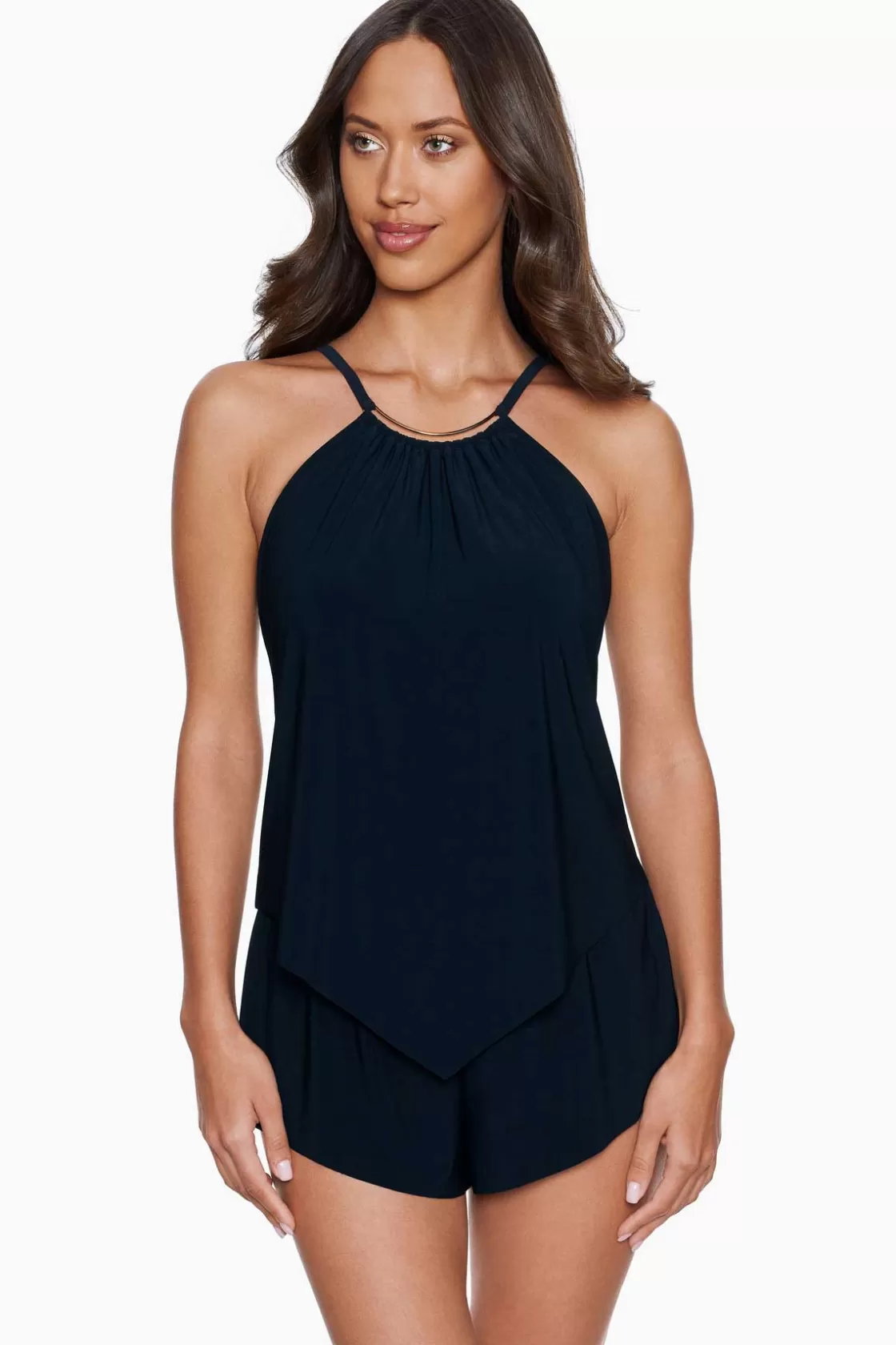 Miraclesuit Tankini Tops^Halo Effect Goldie One Piece Romper Swimsuit Black