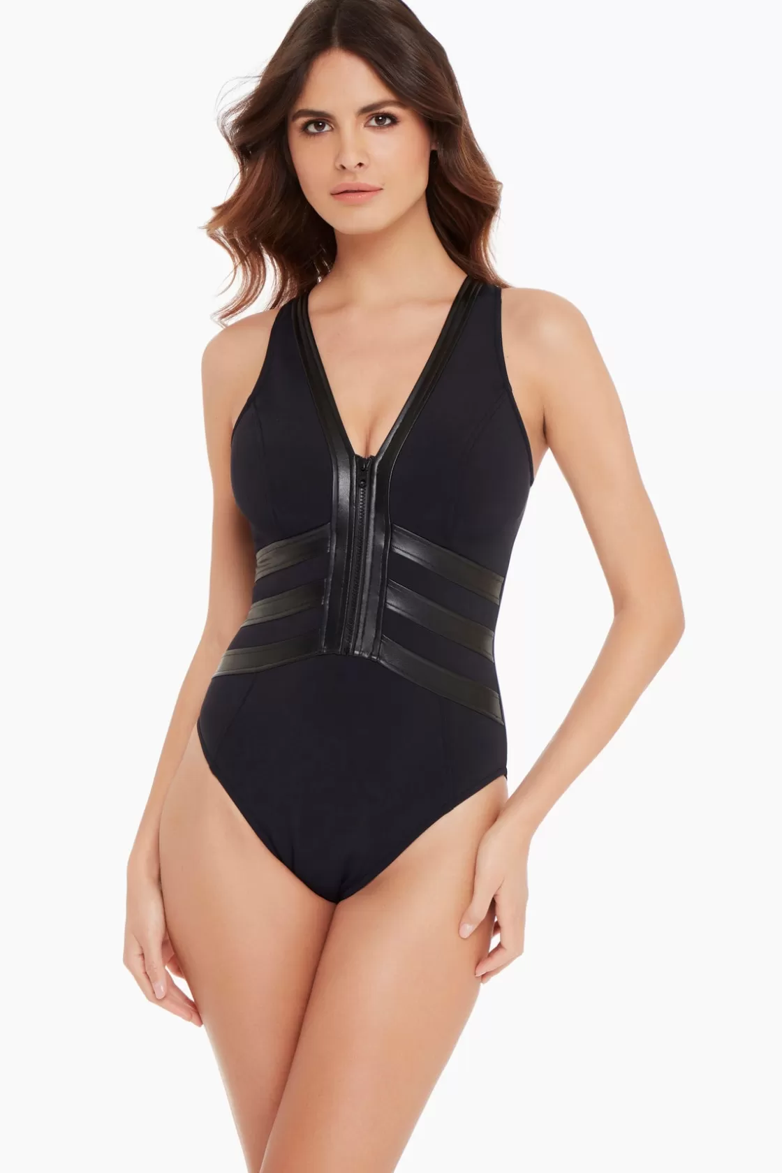 Miraclesuit Cover Ups^Moto Chic Sean One Piece Swimsuit Black