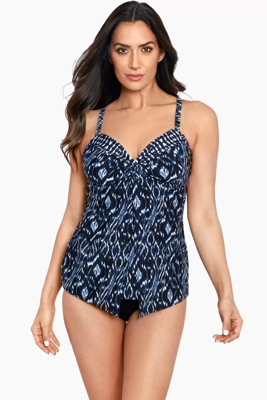 Miraclesuit Tankini Tops^Palatium Love Knot Tankini Top DD-Cup Blue/Multi