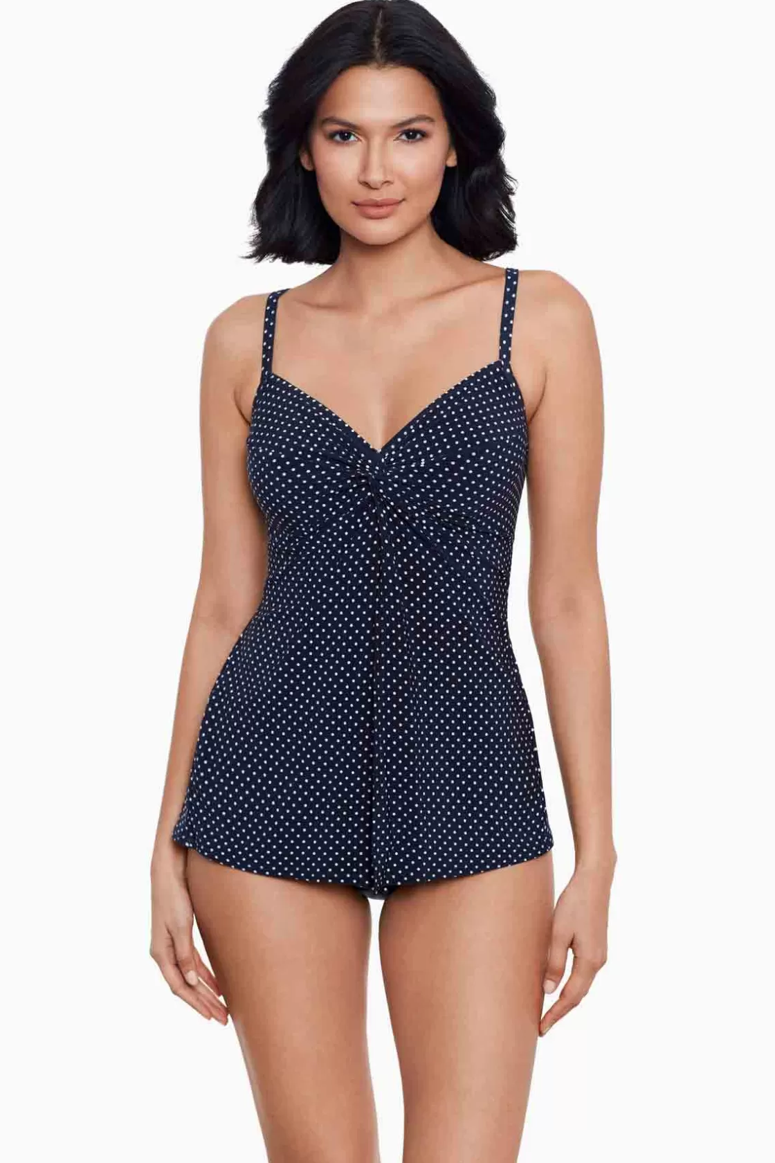 Miraclesuit Swim Bottoms^Pin Point Love Knot Tankini Top Midnight