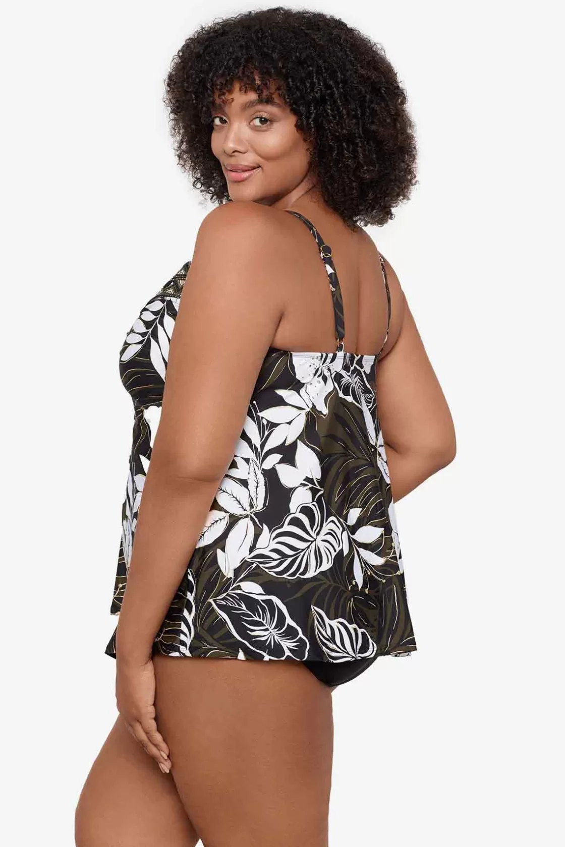 Miraclesuit One Piece | Dd+ Cup^Plus Size Elle Dorado Love Knot Tankini Top Black/Multi
