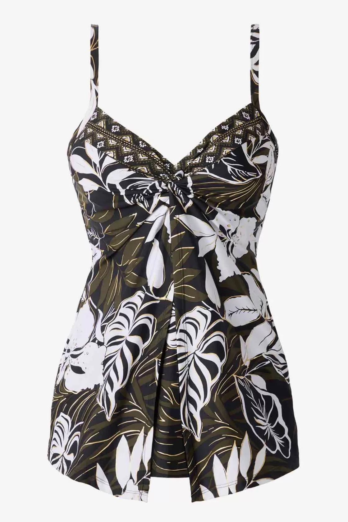 Miraclesuit One Piece | Dd+ Cup^Plus Size Elle Dorado Love Knot Tankini Top Black/Multi