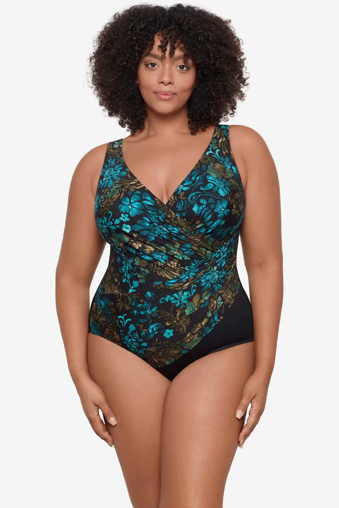 Miraclesuit One Piece^Plus Size Flor De Mare Oceanus One Piece Swimsuit Black/Multi