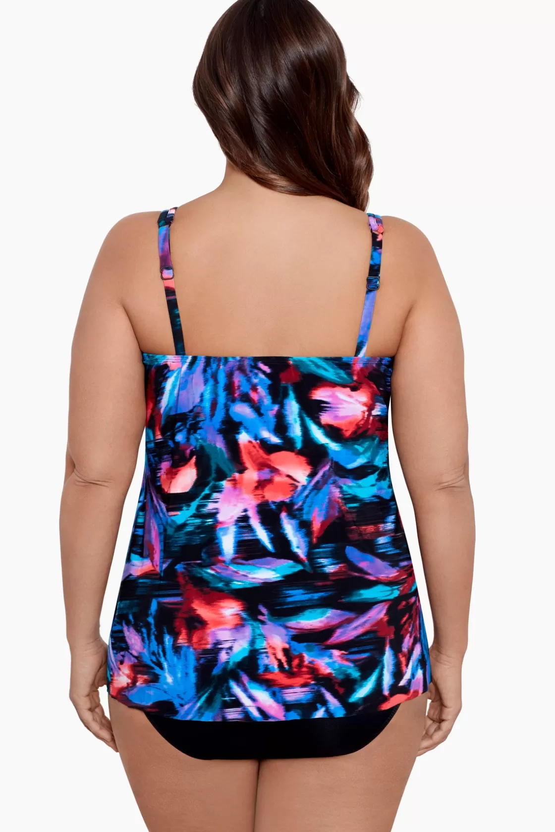 Miraclesuit Tankini Tops^Plus Size Fuego Floral Mirage Tankini Top Black/Multi