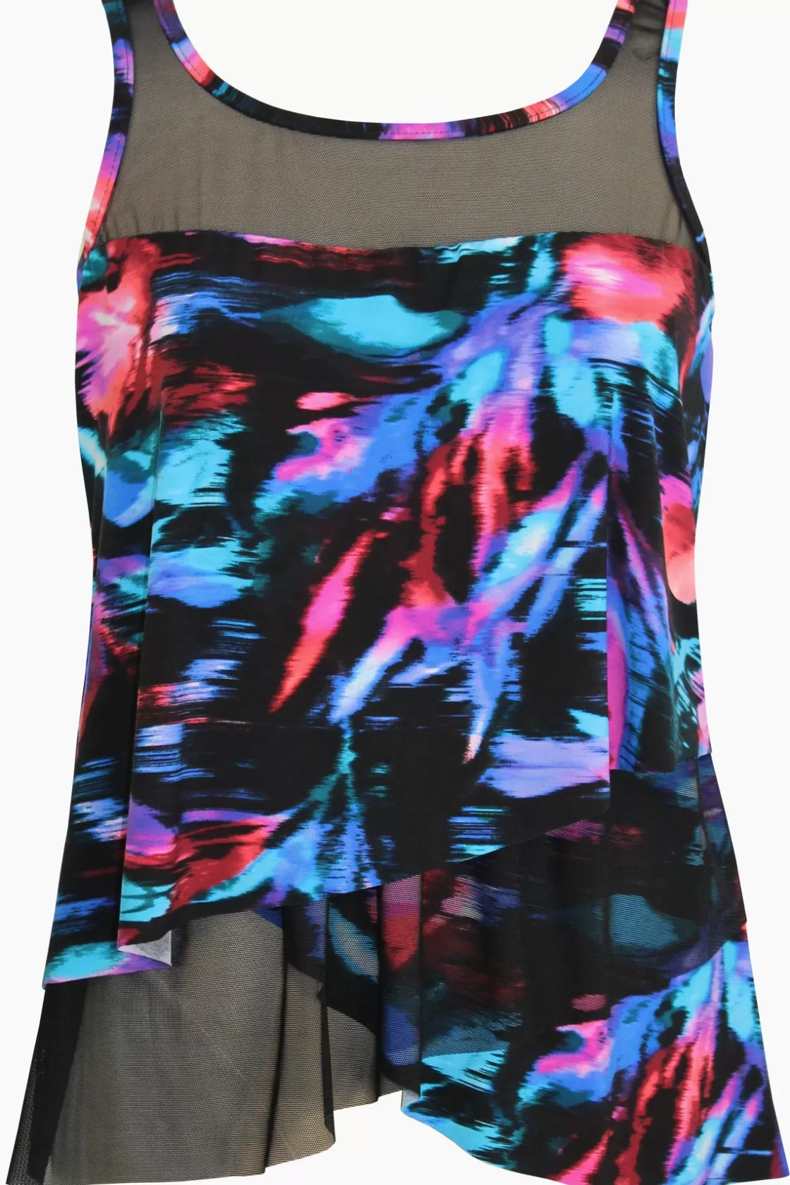 Miraclesuit Tankini Tops^Plus Size Fuego Floral Mirage Tankini Top Black/Multi