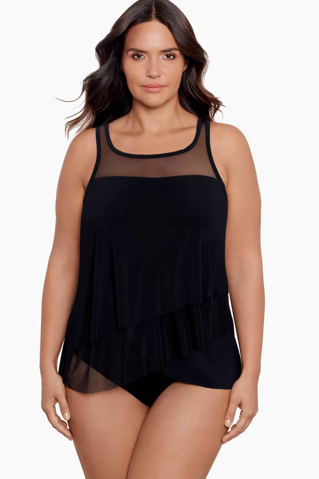 Miraclesuit One Piece | Dd+ Cup^Plus Size Illusionists Mirage Underwire Tankini Top Black