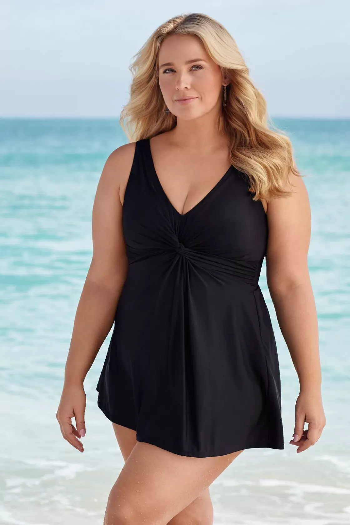Miraclesuit Tankini Tops^Plus Size Must Haves Marais One Piece Swim Dress Black