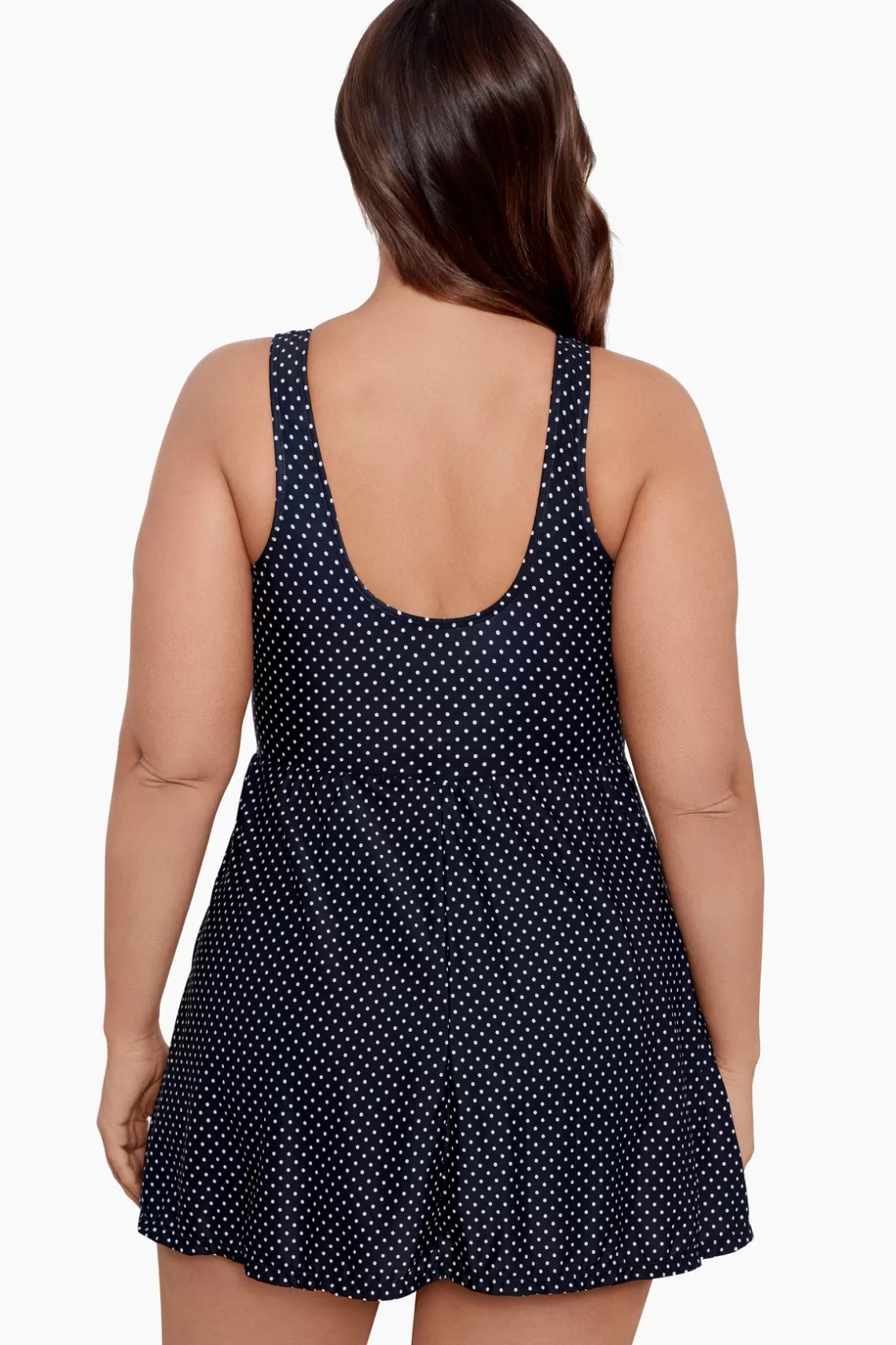 Miraclesuit Tankini Tops^Plus Size Pin Point Marais One Piece Swim Dress Black/White