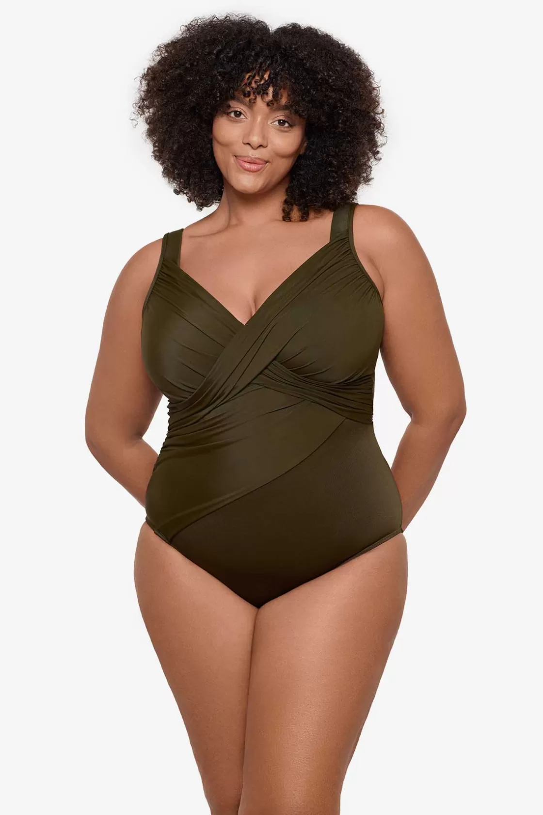 Miraclesuit One Piece^Plus Size Rock Solid Revele One Piece Swimsuit Nori