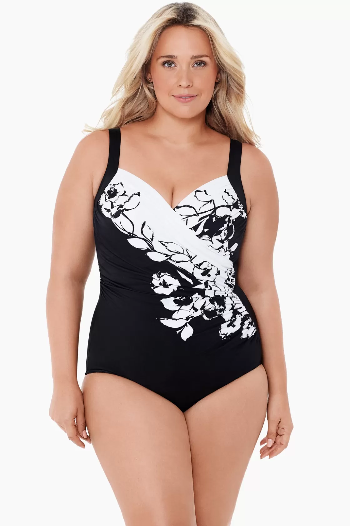 Miraclesuit One Piece^Plus Size Sub Rosa Sanibel One Piece Swimsuit Black/White