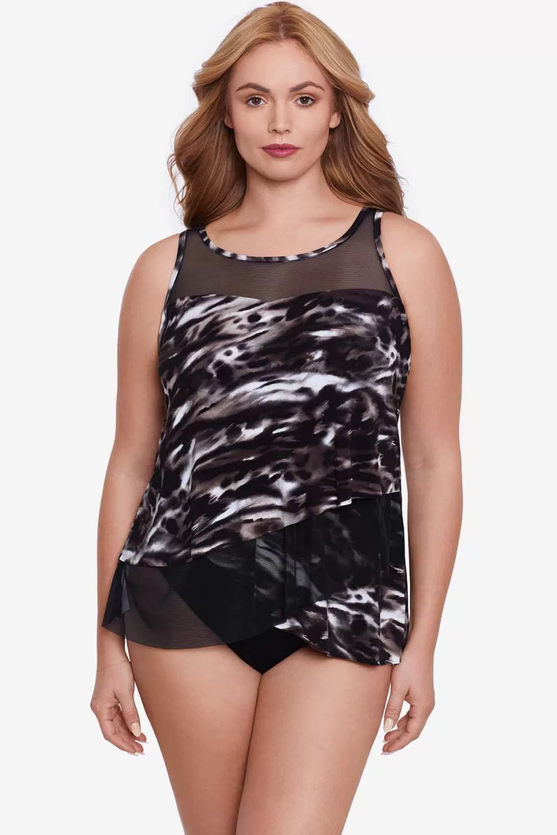 Miraclesuit Swim Dress | One Piece^Plus Size Tempest Mirage Tankini Top Black/Brown