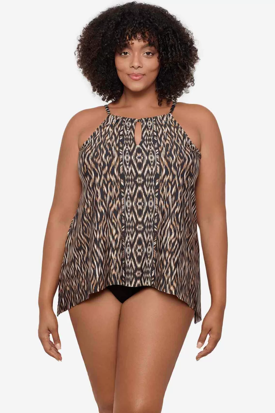 Miraclesuit One Piece | Dd+ Cup^Plus Size Topkapi Peephole Tankini Top Black/Multi