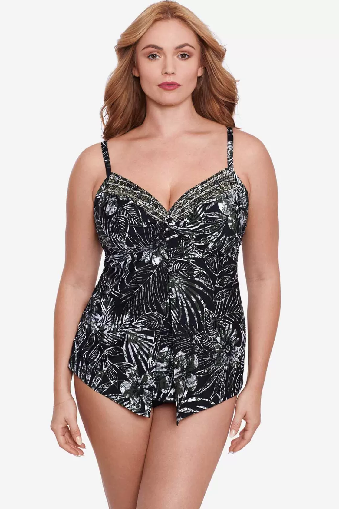 Miraclesuit Tankini Tops^Plus Size Zahara Love Knot Tankini Top Black/Multi