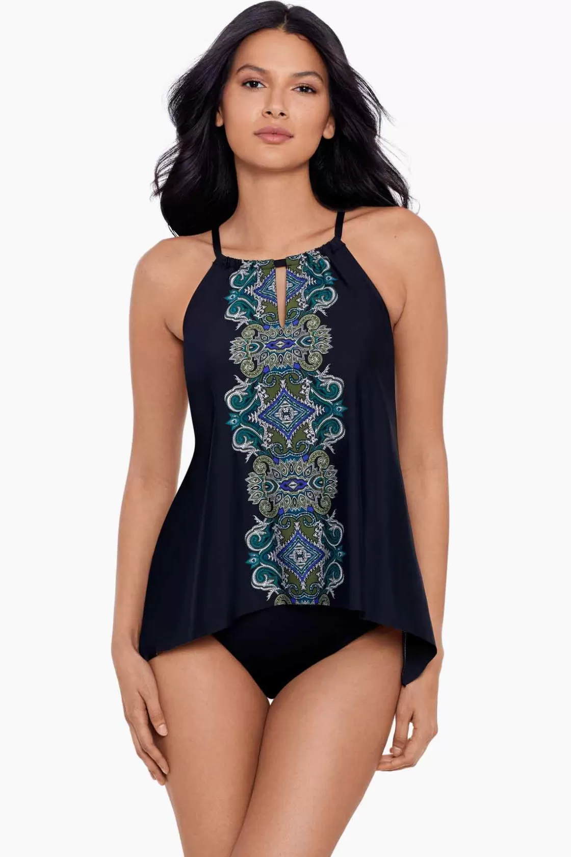 Miraclesuit One Piece | Plus^Precioso Peephole Tankini Top Black/Multi