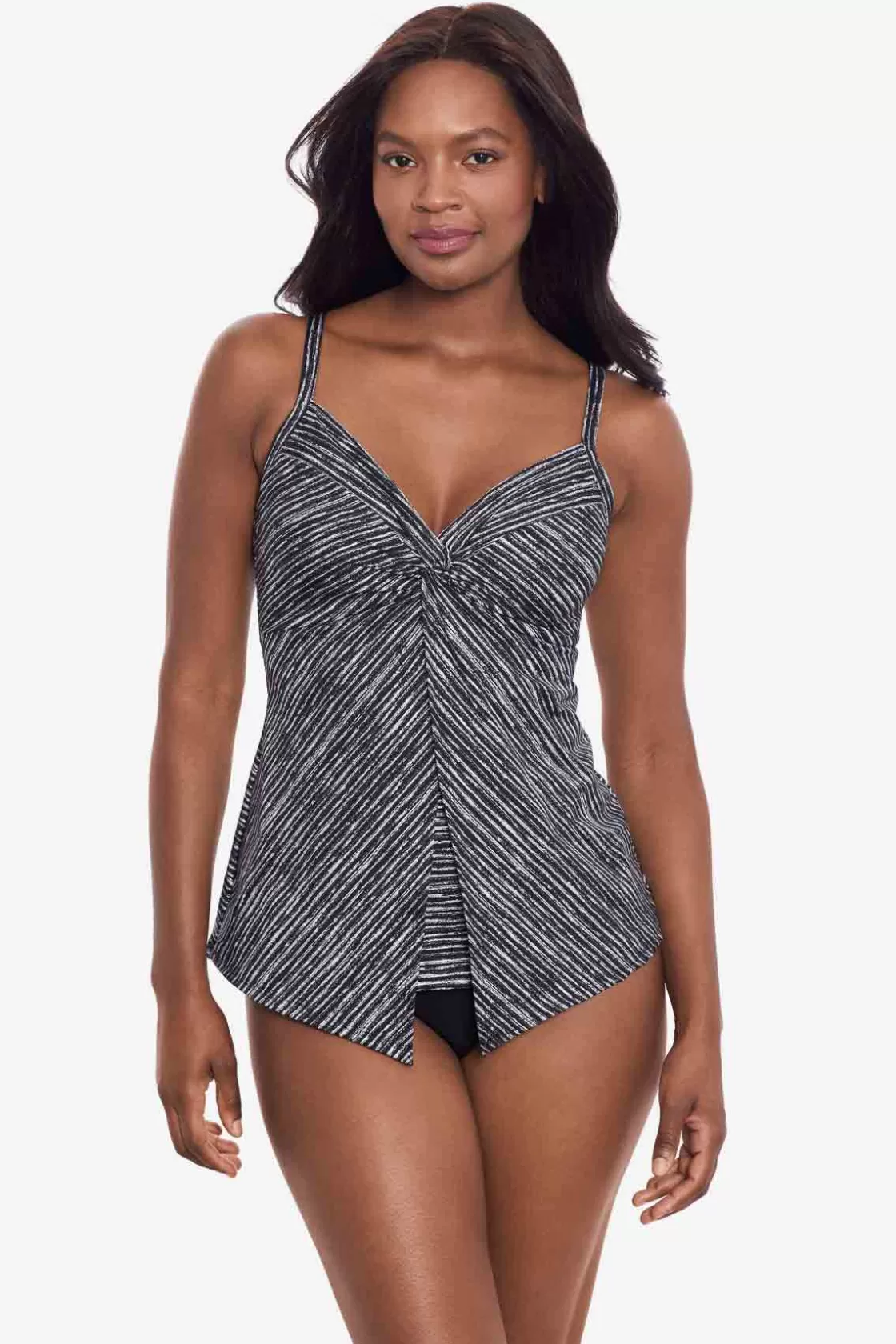 Miraclesuit One Piece | Plus^Selenite Love Knot Tankini Top Black/White