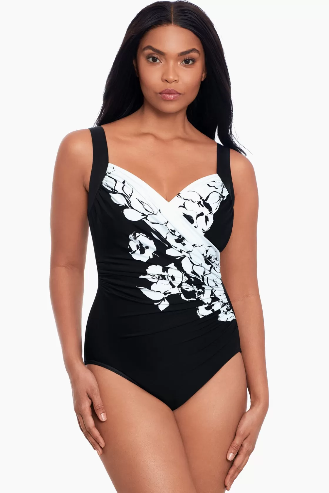 Miraclesuit One Piece^Sub Rosa Sanibel One Piece Swimsuit Black/White