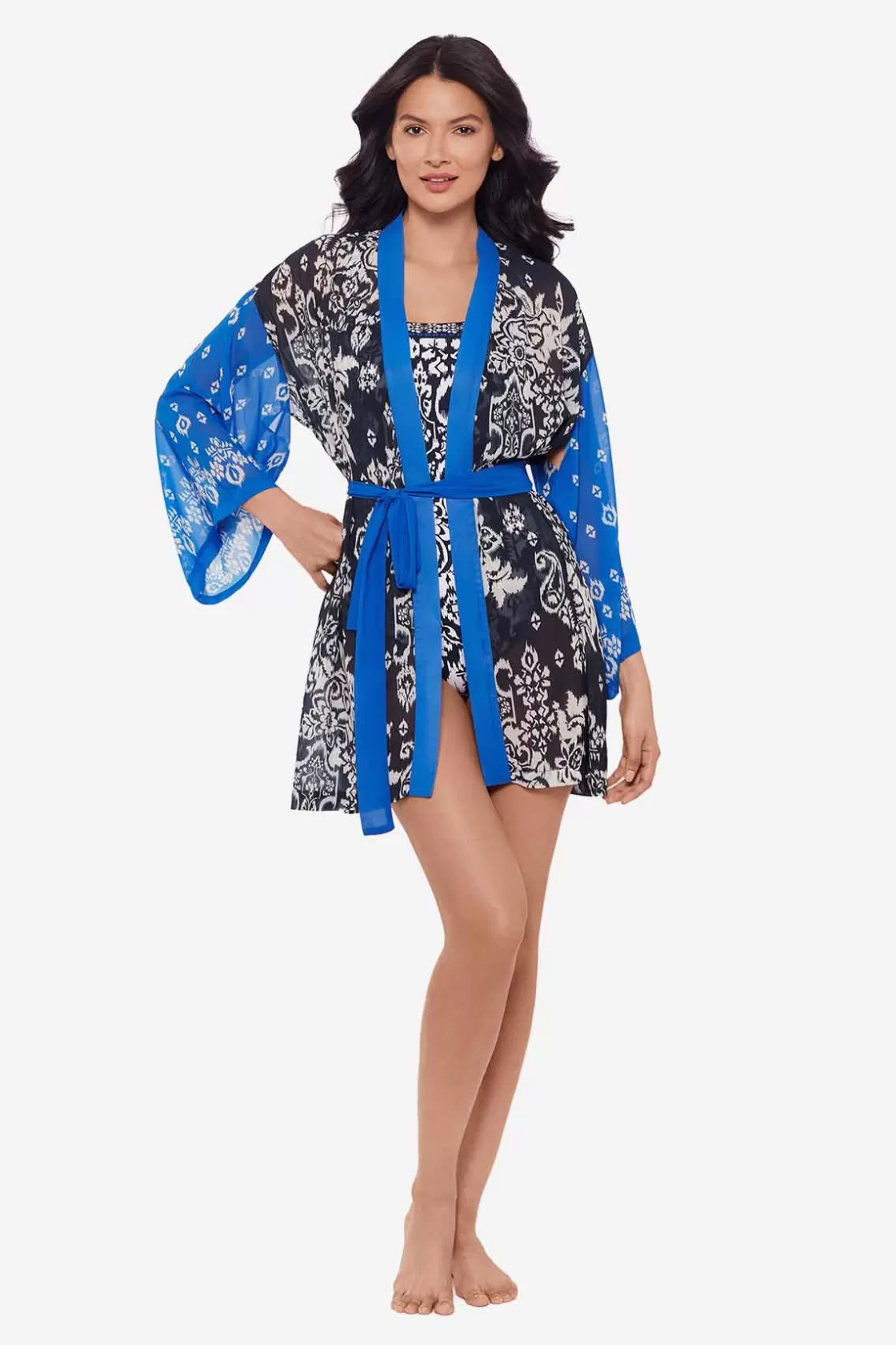 Miraclesuit Tankini Tops | Dd+ Cup^Talavera Kimono Swim Cover Up Midnight/White