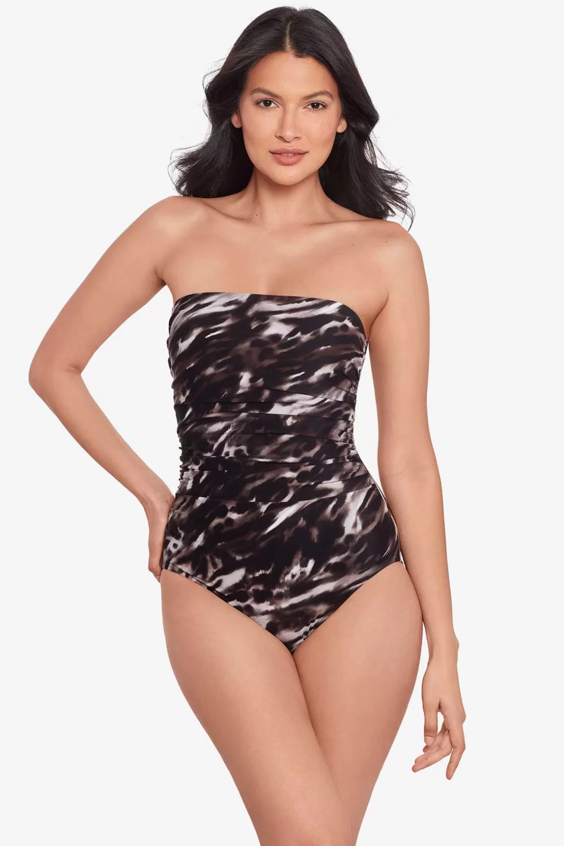 Miraclesuit Tankini Tops^Tempest Avanti Bandeau Swimsuit Black/Brown