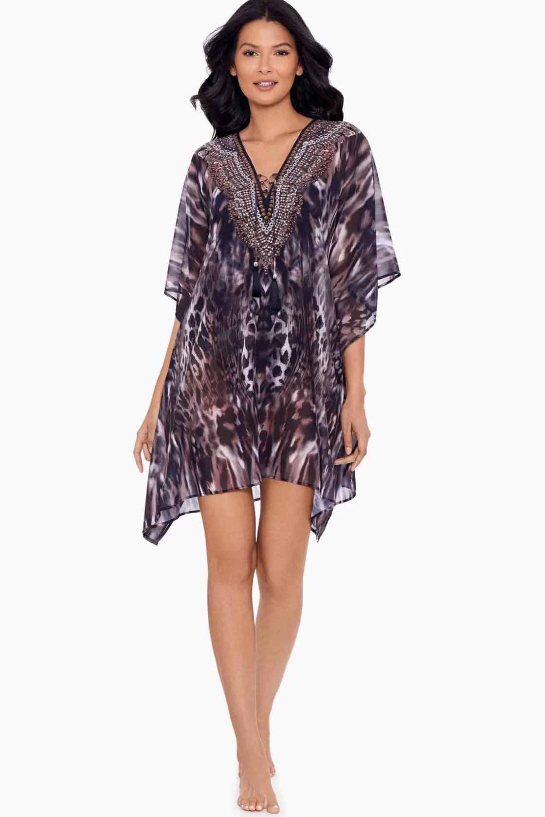 Miraclesuit Tankini Tops | Plus^Tempest Caftan Swim Cover Up Black/Brown