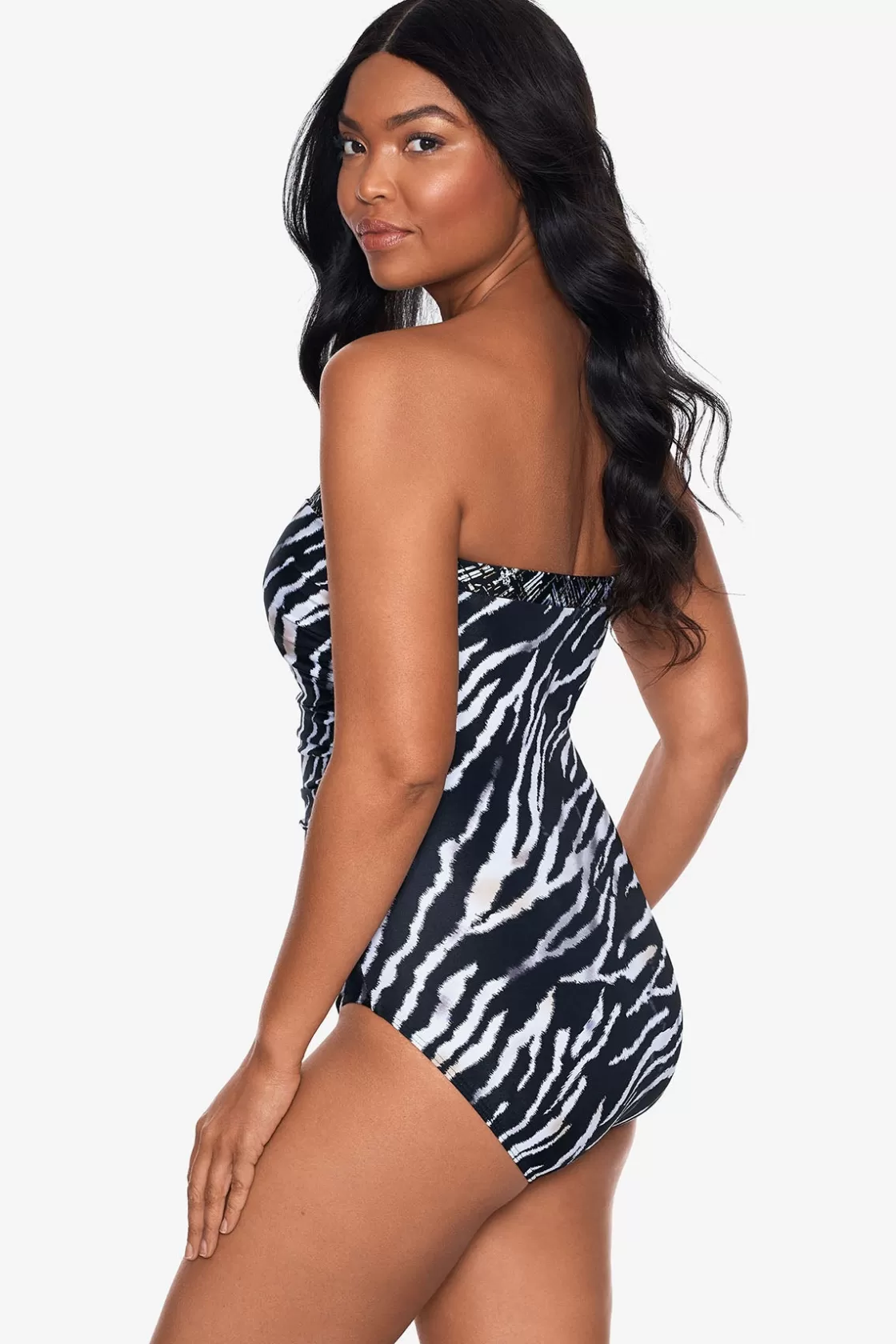 Miraclesuit Tankini Tops^Tigre Sombra Avanti Bandeau Swimsuit Black/White