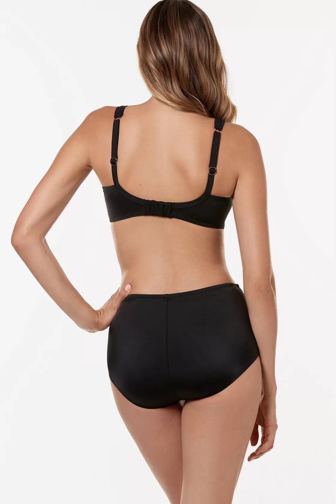 Miraclesuit Bandeau | One Piece^Underwire Plunge Bra Top Black